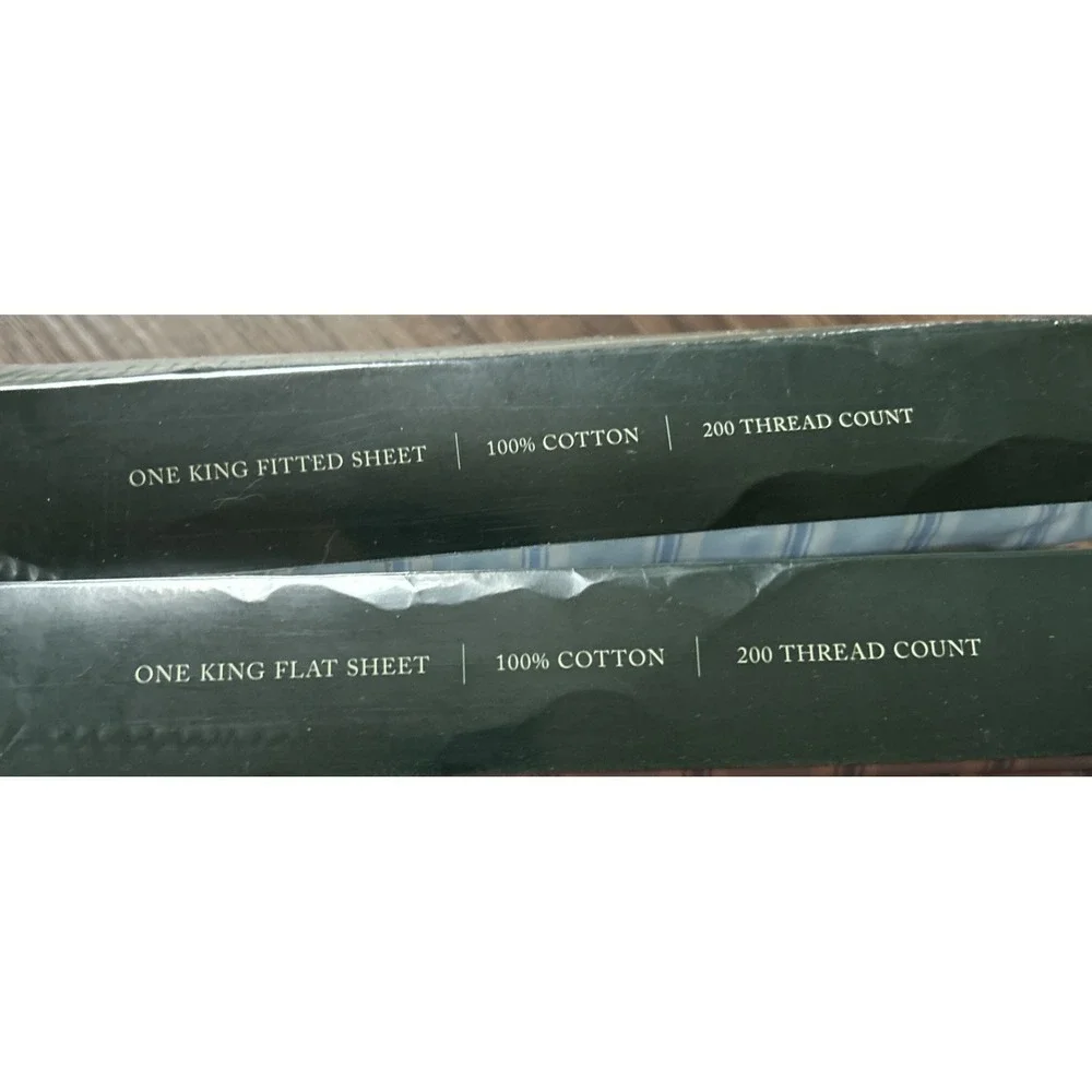 Vintage Lauren Ralph Lauren Jitney Stripe Blue Extra Deep Sheet/Flat Sheet King
